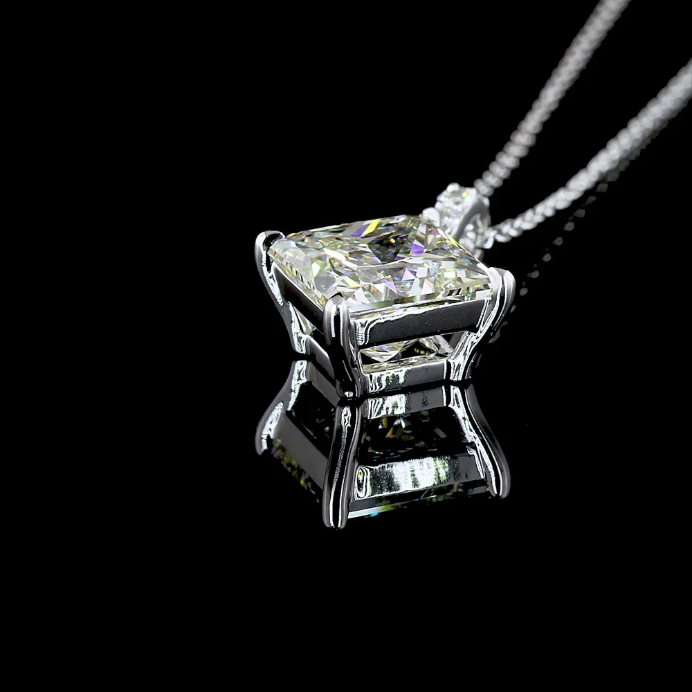 14K White Gold Princess Cut Diamond Pendant with Brilliant Cut Accent Stones - 3.39 Carat Total Weight (IGI Certified Lab Diamonds) - Covaloro Fine Jewelry - Image 4