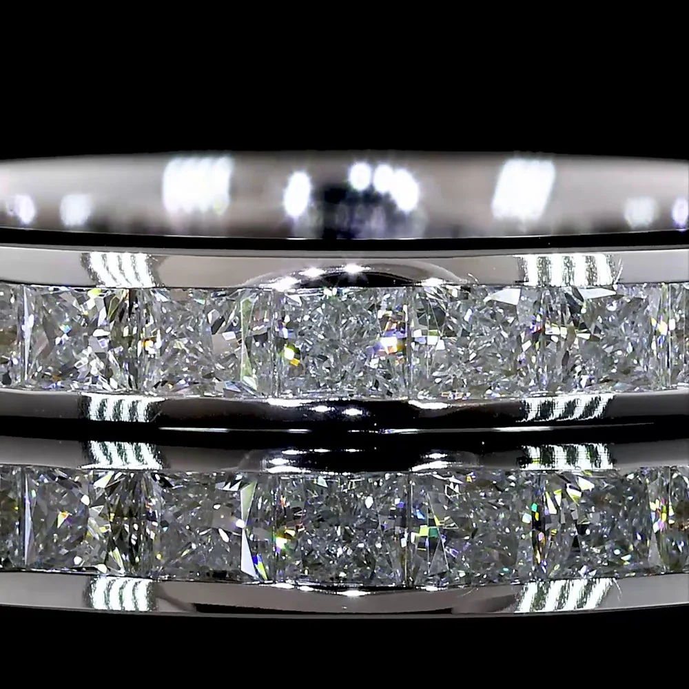 14K White Gold Princess Cut Eternity Band with Channel Set Lab Diamonds - 1.59 Carats Total Diamond Weight - Covaloro Fine Jewelry - Image 2