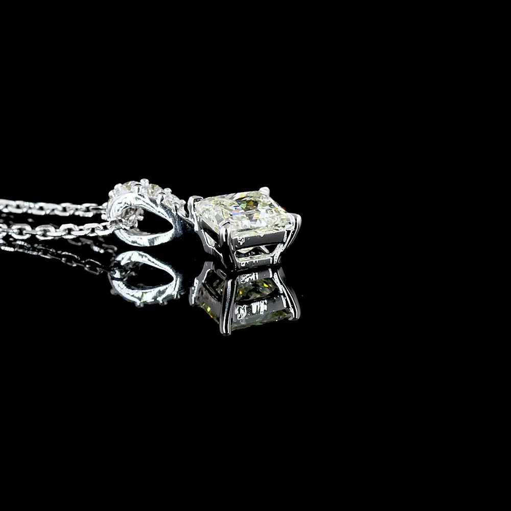 14K White Gold Princess Cut Lab Diamond Solitaire Pendant with Accent Diamonds - 2.83 Carats Total Diamond Weight - Covaloro Fine Jewelry - Image 3