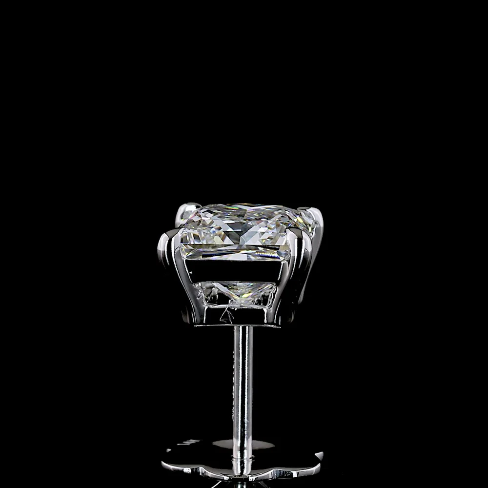 14K White Gold Princess Cut Lab Diamond Stud Earrings - 2.59 Carat Total Weight, D VVS2 Clarity, IGI Certified - Covaloro Fine Jewelry - Image 4