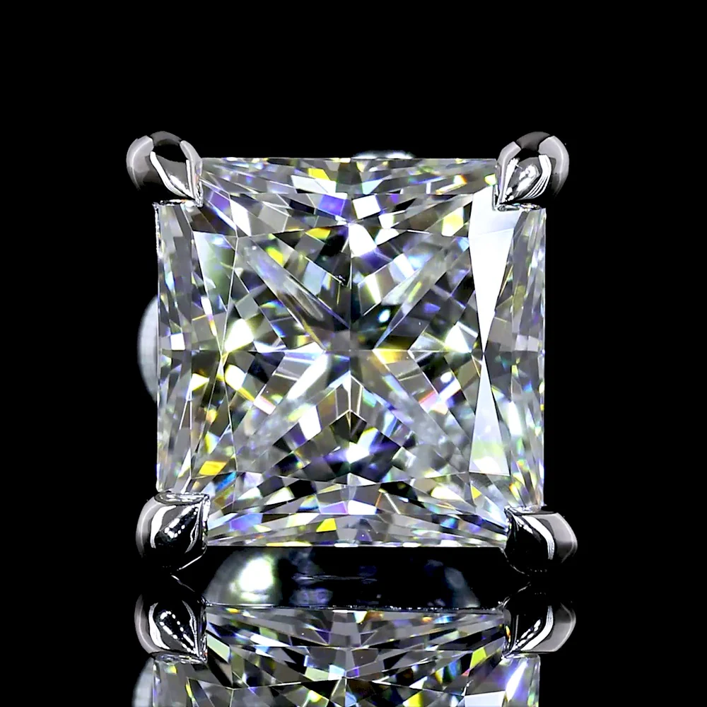 14K White Gold Princess Cut Lab Diamond Stud Earrings - 3.55 Carat Total Weight (E-F Color, VVS1 Clarity) with IGI Certification - Covaloro Fine Jewelry - Image 3