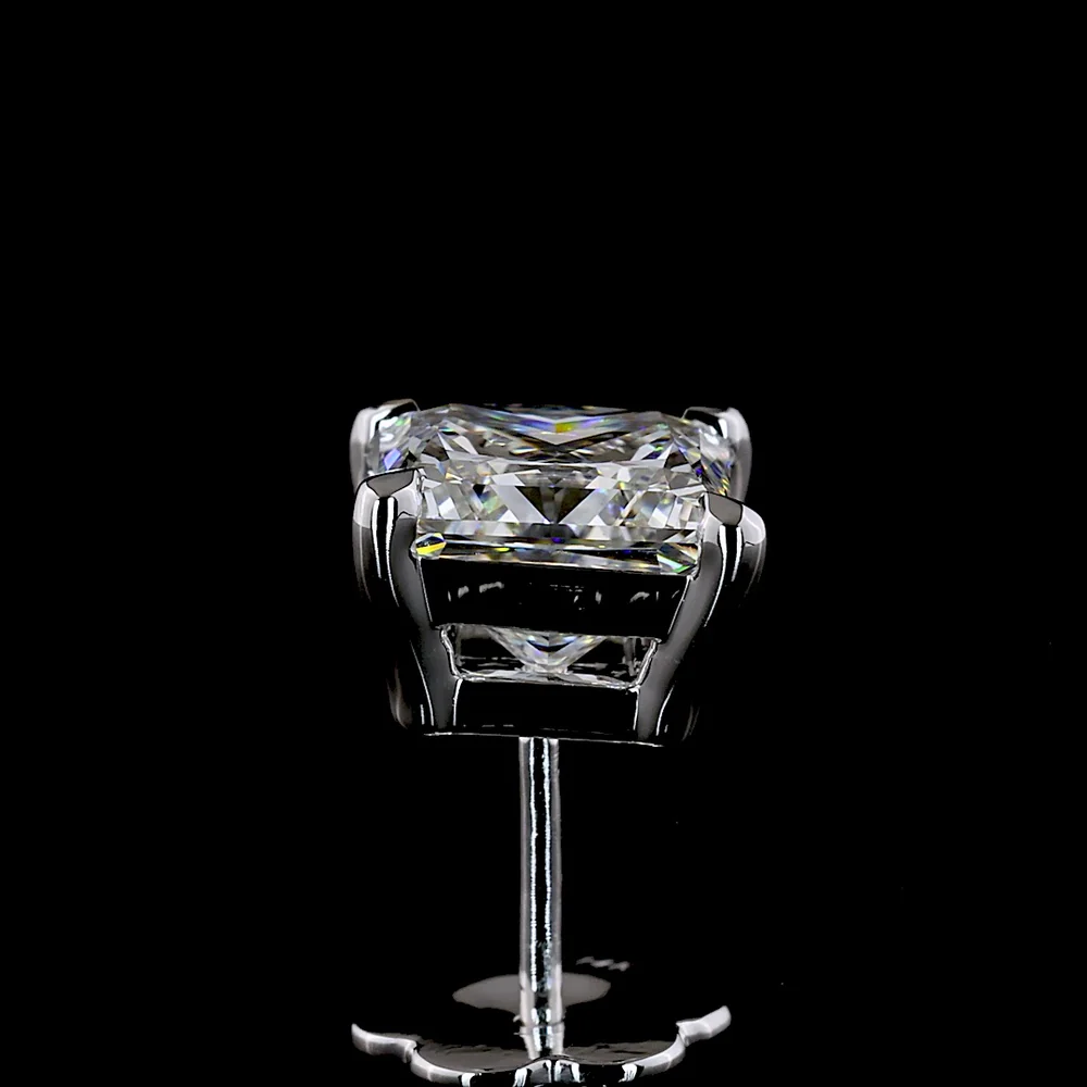 14K White Gold Princess Cut Lab Diamond Stud Earrings - 3.55 Carat Total Weight (E-F Color, VVS1 Clarity) with IGI Certification - Covaloro Fine Jewelry - Image 4