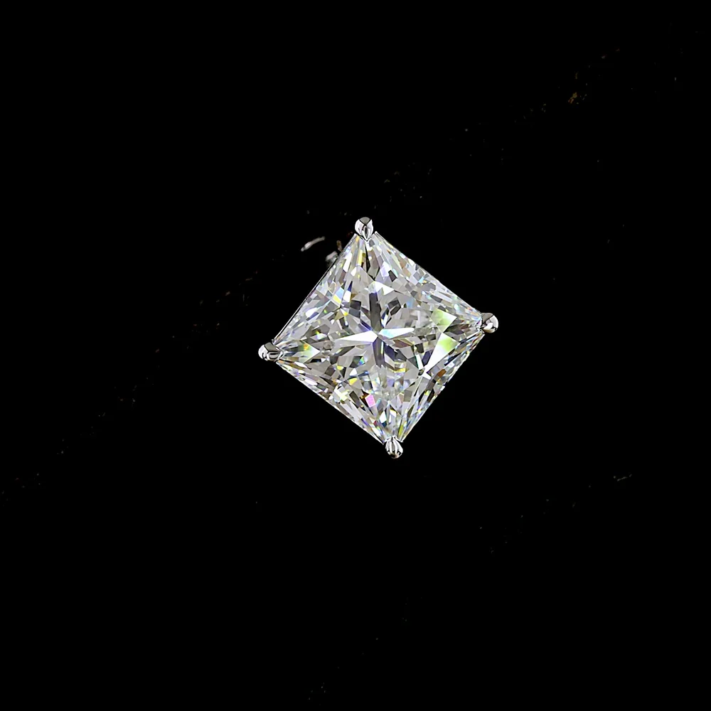 14K White Gold Princess Cut Lab Diamond Stud Earrings - 4.21 Carat Total Weight, E-F Color, VS1 Clarity - Covaloro Fine Jewelry - Image 2