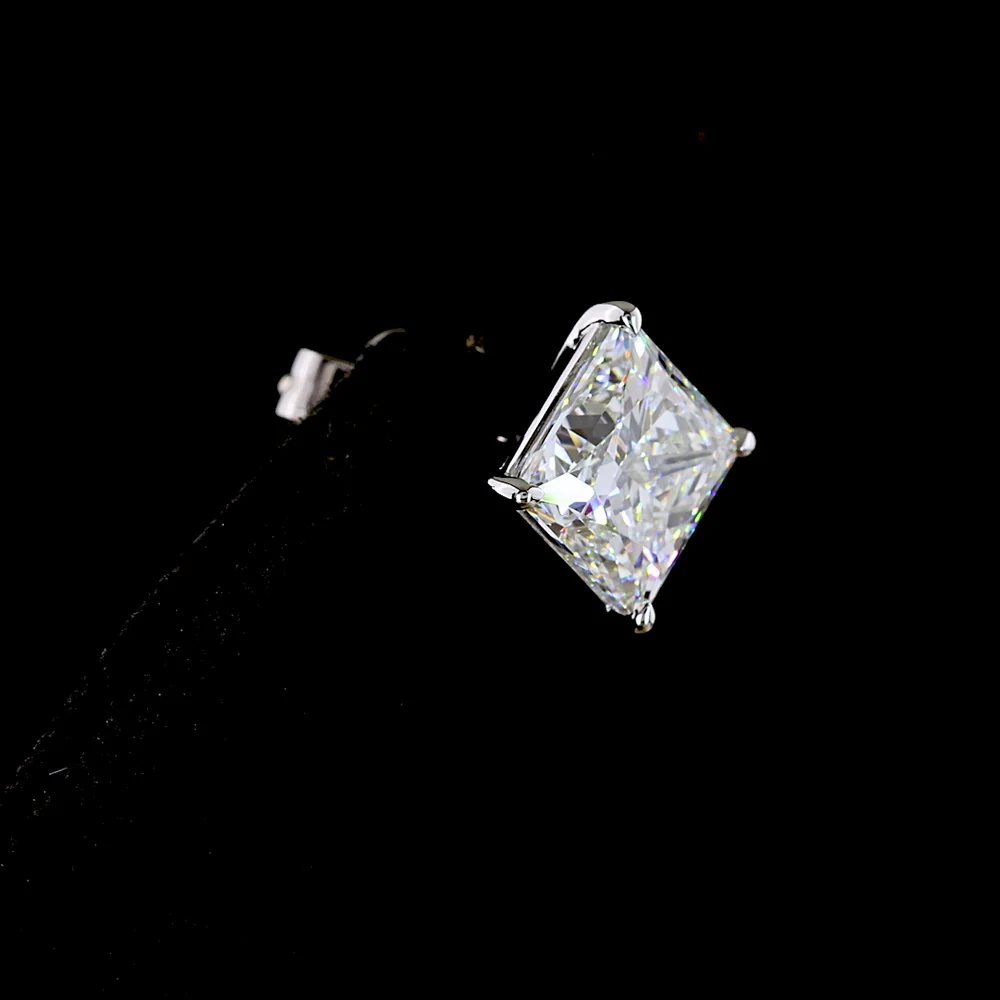 14K White Gold Princess Cut Lab Diamond Stud Earrings - 4.21 Carat Total Weight, E-F Color, VS1 Clarity - Covaloro Fine Jewelry - Image 4