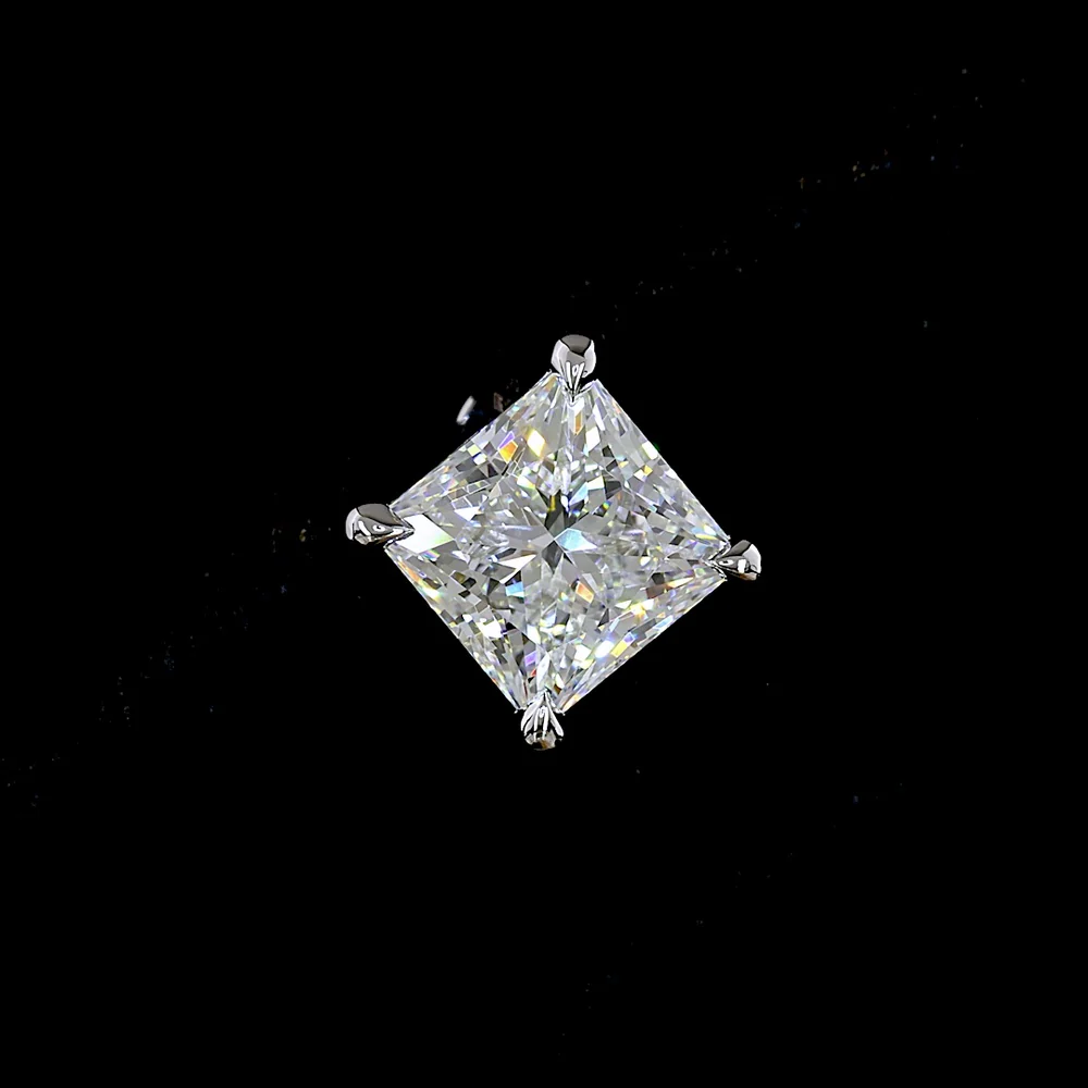 14K White Gold Princess Cut Lab Diamond Stud Earrings - 4.58 Carat Total Weight, E VVS1 to F VS1 Clarity - Covaloro Fine Jewelry - Image 2