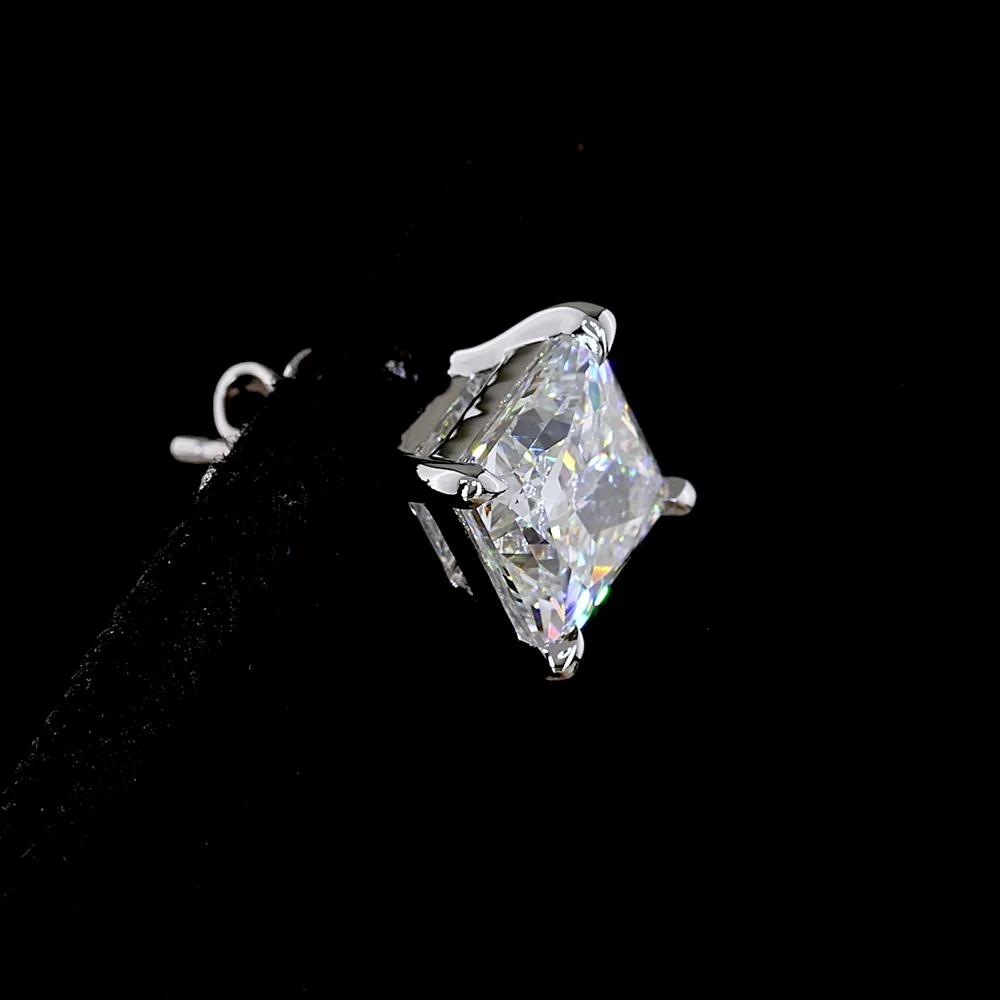 14K White Gold Princess Cut Lab Diamond Stud Earrings - 4.58 Carat Total Weight, E VVS1 to F VS1 Clarity - Covaloro Fine Jewelry - Image 4