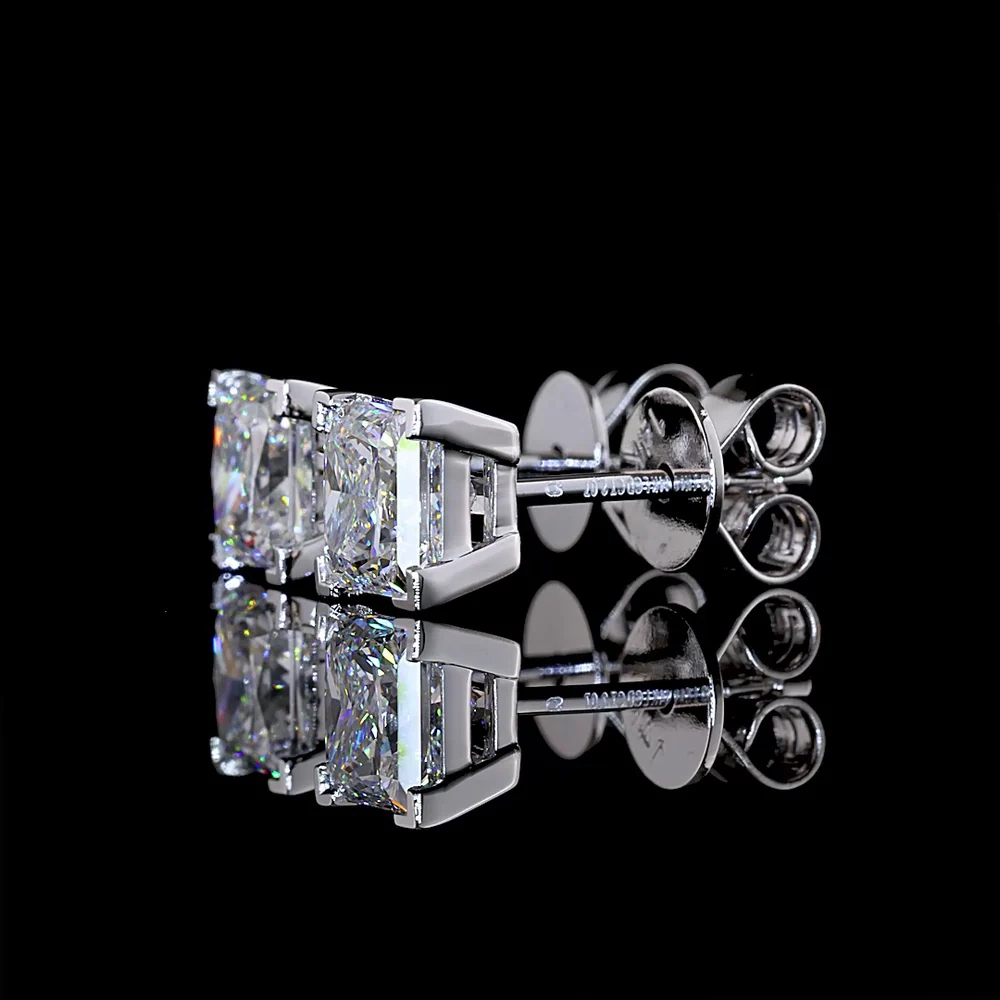 14K White Gold Princess Cut Lab Diamond Stud Earrings with Four-Prong Setting and Friction Backs - 2.07 Carat Total Diamond Weight (E-F Color, VVS2 Clarity) - Covaloro Fine Jewelry - Image 3
