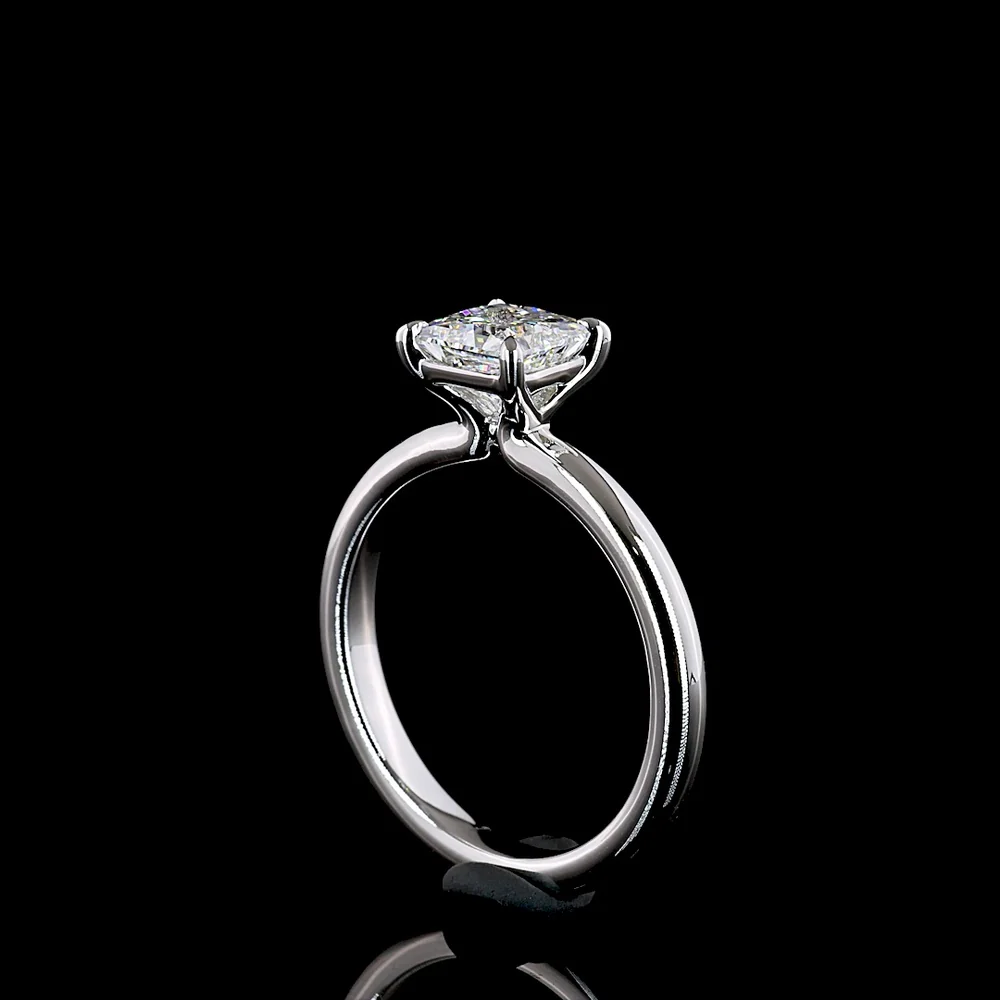 14K White Gold Princess Cut Solitaire Ring with 1.02 Carat Lab Diamond (E-F Color, VVS2 Clarity) - IGI Certified - Covaloro Fine Jewelry - Image 3