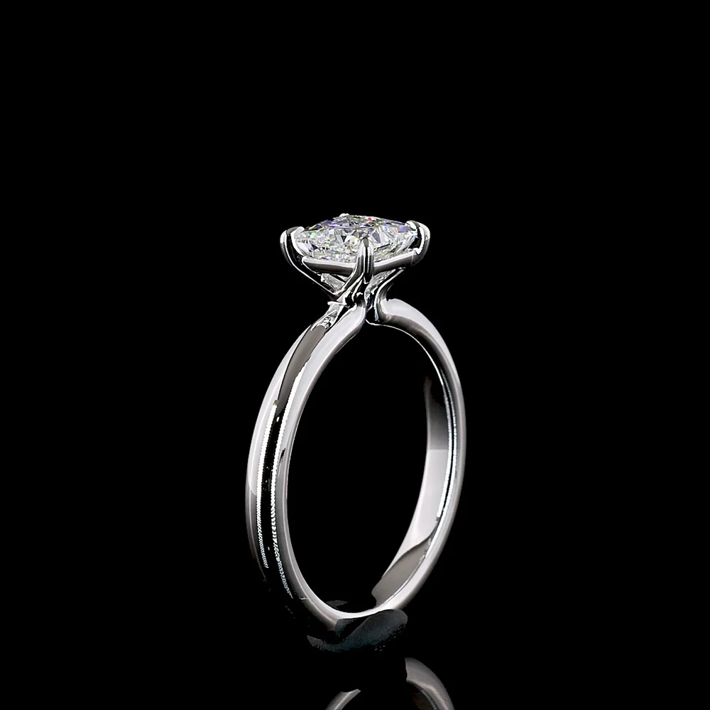 14K White Gold Princess Cut Solitaire Ring with 1.02 Carat Lab Diamond (E-F Color, VVS2 Clarity) - IGI Certified - Covaloro Fine Jewelry - Image 4