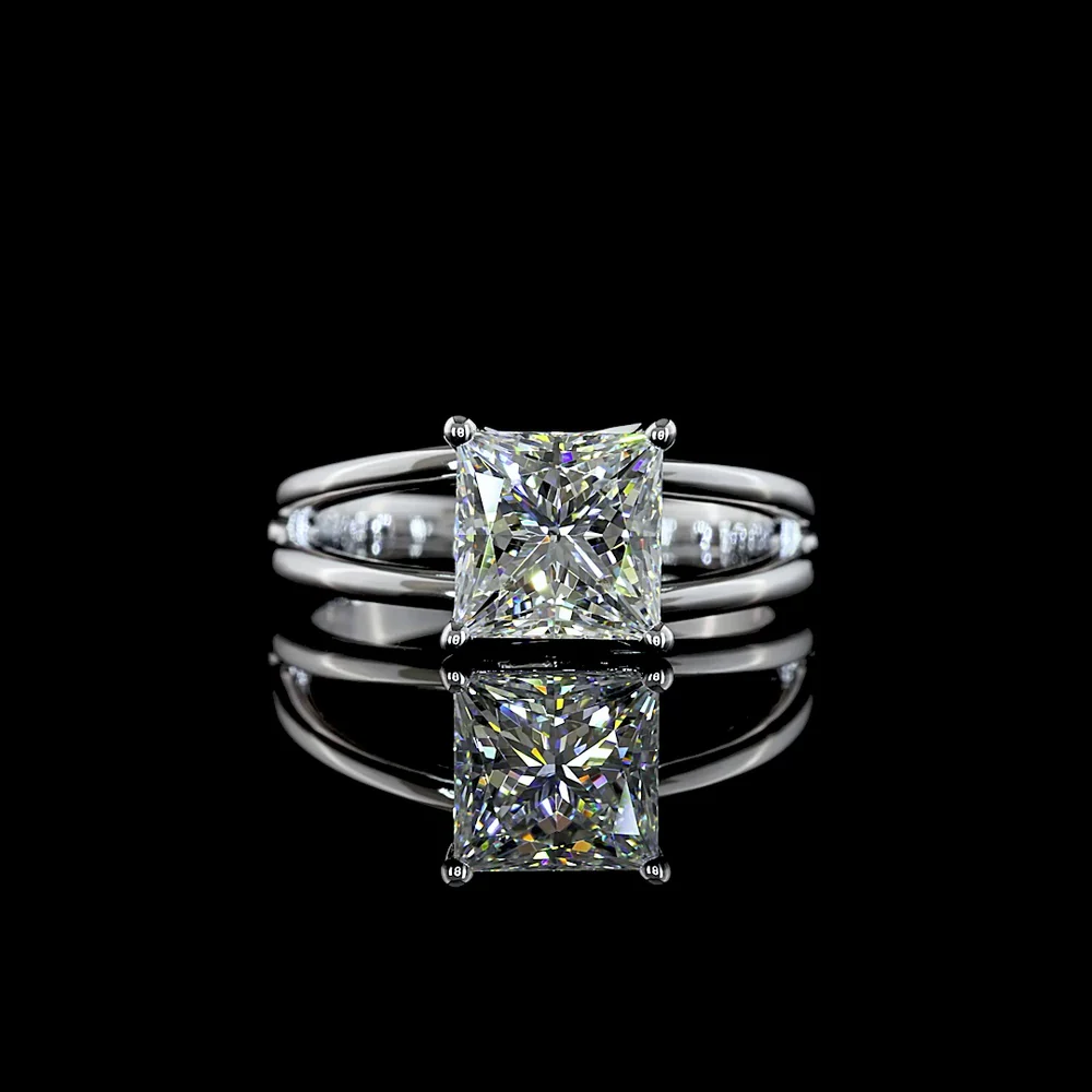 14K White Gold Princess Cut Solitaire Ring with 2.01 Carat Lab Grown Diamond - E-F Color VS1 Clarity - Covaloro Fine Jewelry