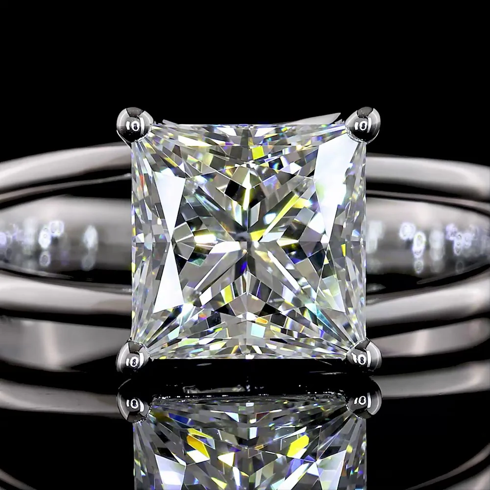 14K White Gold Princess Cut Solitaire Ring with 2.01 Carat Lab Grown Diamond - E-F Color VS1 Clarity - Covaloro Fine Jewelry - Image 2