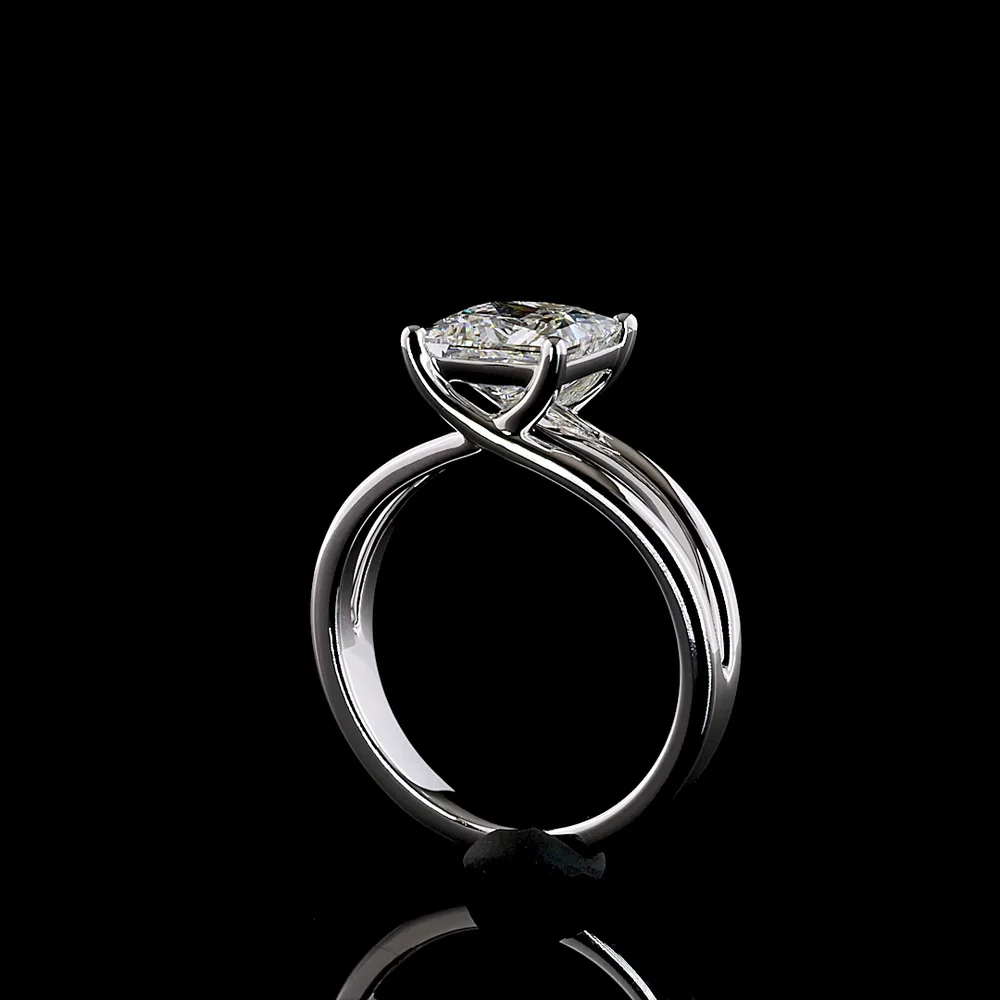 14K White Gold Princess Cut Solitaire Ring with 2.01 Carat Lab Grown Diamond - E-F Color VS1 Clarity - Covaloro Fine Jewelry - Image 3