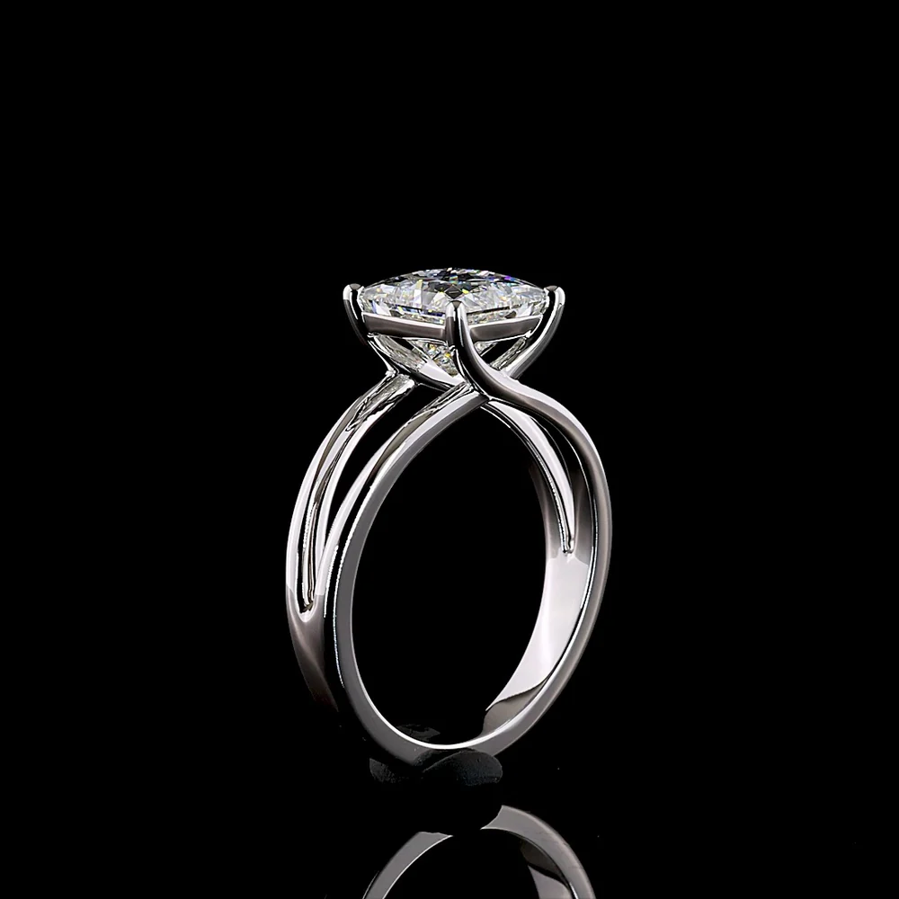 14K White Gold Princess Cut Solitaire Ring with 2.01 Carat Lab Grown Diamond - E-F Color VS1 Clarity - Covaloro Fine Jewelry - Image 4