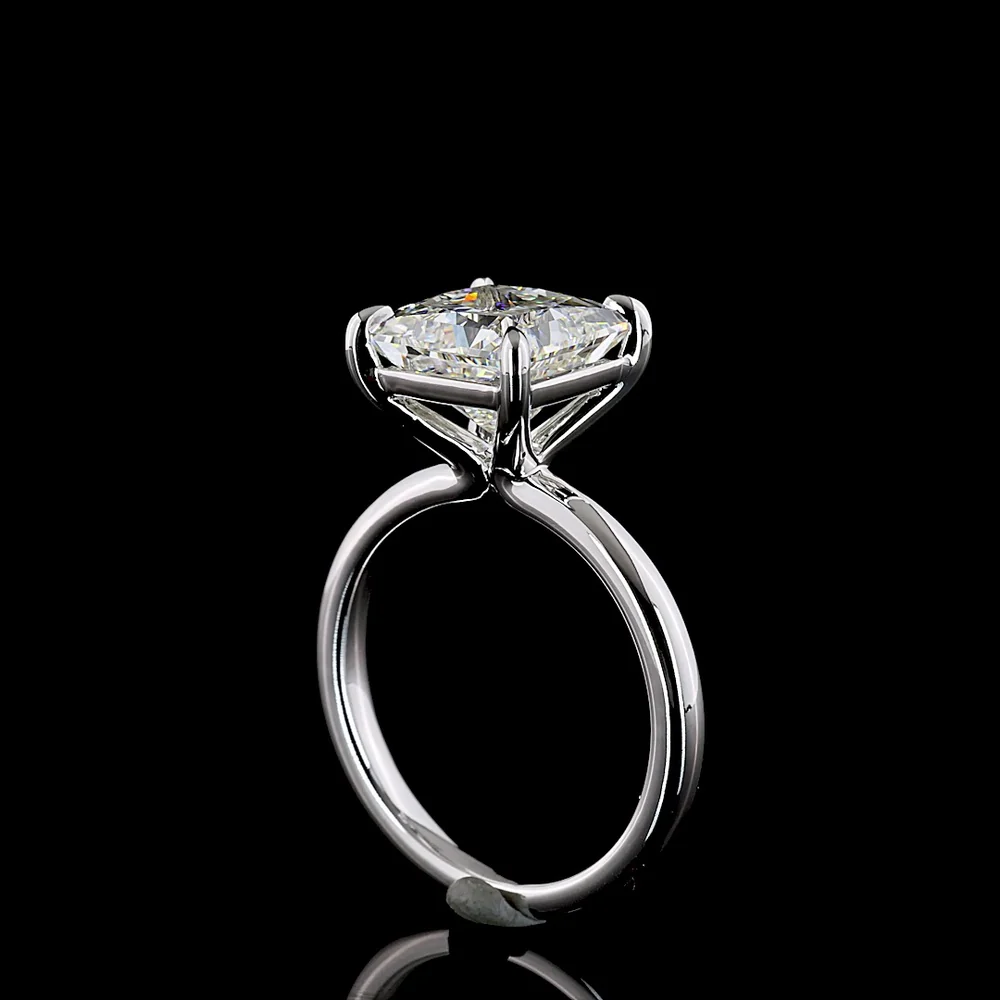 14K White Gold Princess Cut Solitaire Ring with 4.10 Carat Lab Grown Diamond - E-F Color VVS2 Clarity IGI Certified - Covaloro Fine Jewelry - Image 3