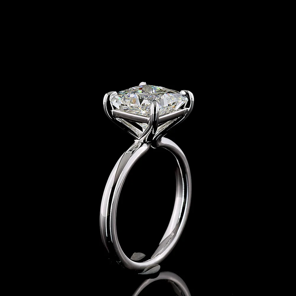 14K White Gold Princess Cut Solitaire Ring with 4.10 Carat Lab Grown Diamond - E-F Color VVS2 Clarity IGI Certified - Covaloro Fine Jewelry - Image 4