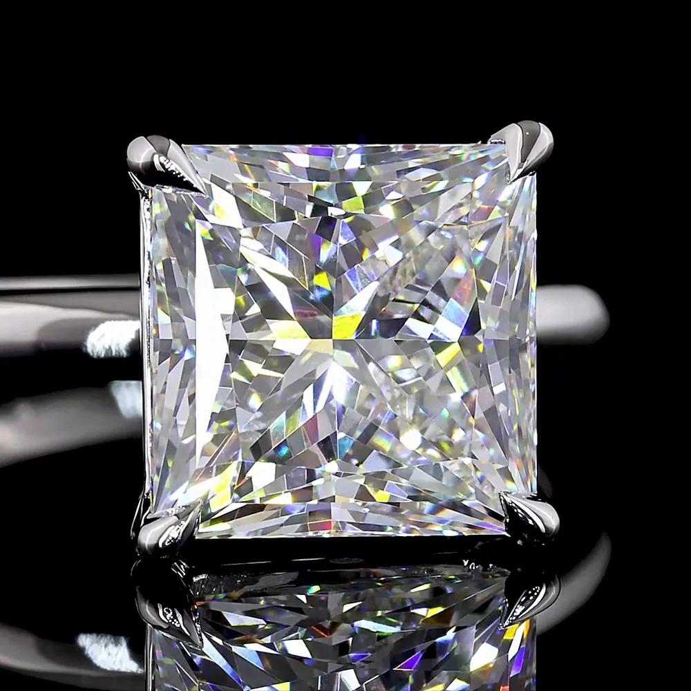 14K White Gold Princess Cut Solitaire Ring with 5.23 Carat Lab Grown Diamond - E VVS2 IGI Certified - Covaloro Fine Jewelry - Image 2