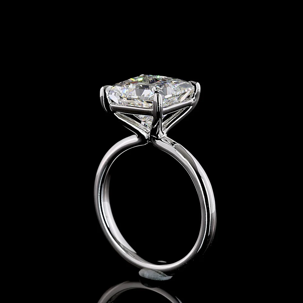 14K White Gold Princess Cut Solitaire Ring with 5.23 Carat Lab Grown Diamond - E VVS2 IGI Certified - Covaloro Fine Jewelry - Image 3