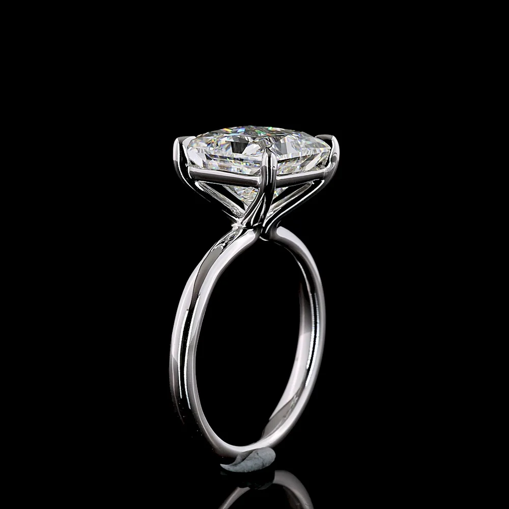 14K White Gold Princess Cut Solitaire Ring with 5.23 Carat Lab Grown Diamond - E VVS2 IGI Certified - Covaloro Fine Jewelry - Image 4
