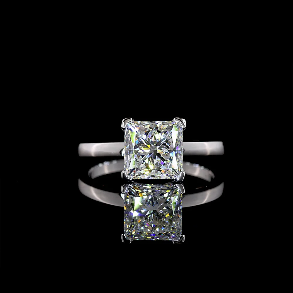 14K White Gold Princess Cut Solitaire Ring with Lab Diamond - 2.50 Carats Total Diamond Weight - Covaloro Fine Jewelry