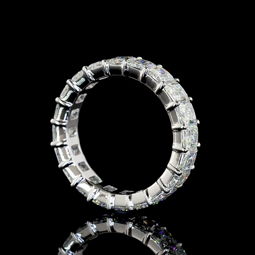 14K White Gold Radiant Cut Diamond Eternity Band - 5.21 Carat Total Diamond Weight, 20 Lab Grown Stones, E-F Color VS Clarity, Prong Set North-South Orientation - Covaloro Fine Jewelry - Image 3