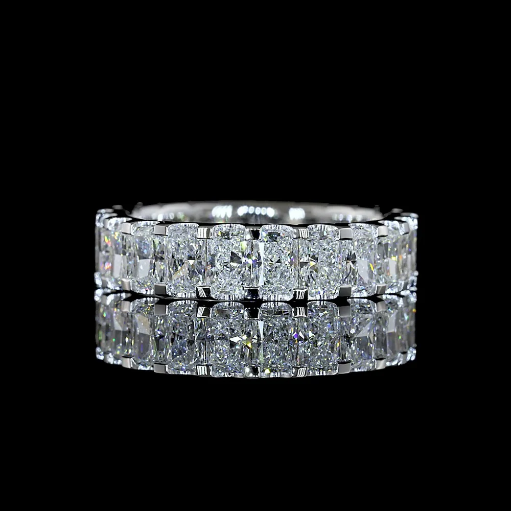 14K White Gold Radiant Cut Diamond Eternity Band with U-Prong Setting - 3.22 Carat Total Weight Lab Diamonds - Covaloro Fine Jewelry