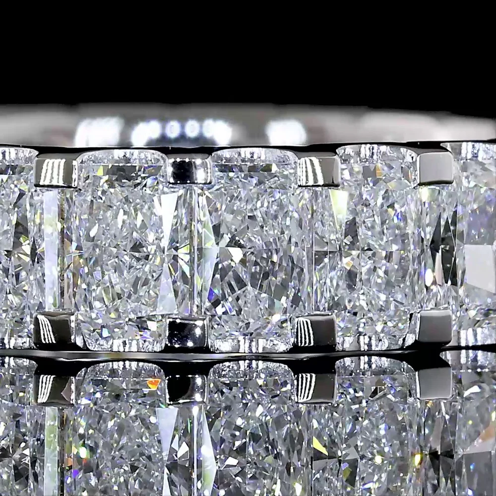 14K White Gold Radiant Cut Diamond Eternity Band with U-Prong Setting - 3.22 Carat Total Weight Lab Diamonds - Covaloro Fine Jewelry - Image 2