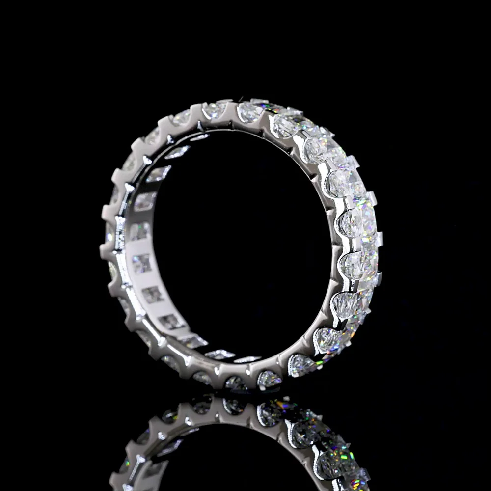 14K White Gold Radiant Cut Diamond Eternity Band with U-Prong Setting - 3.22 Carat Total Weight Lab Diamonds - Covaloro Fine Jewelry - Image 3