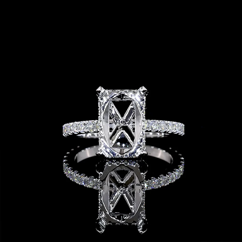 14K White Gold Radiant Cut Hidden Halo Ring with Lab Diamonds - 3.07 Carat Center E VVS2 and 3.69 Carat Total Diamond Weight - Covaloro Fine Jewelry