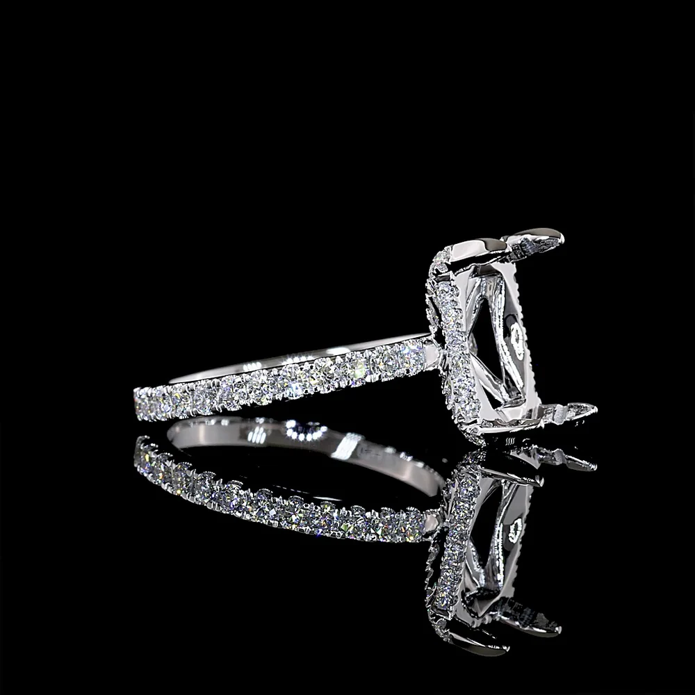 14K White Gold Radiant Cut Hidden Halo Ring with Lab Diamonds - 3.07 Carat Center E VVS2 and 3.69 Carat Total Diamond Weight - Covaloro Fine Jewelry - Image 2