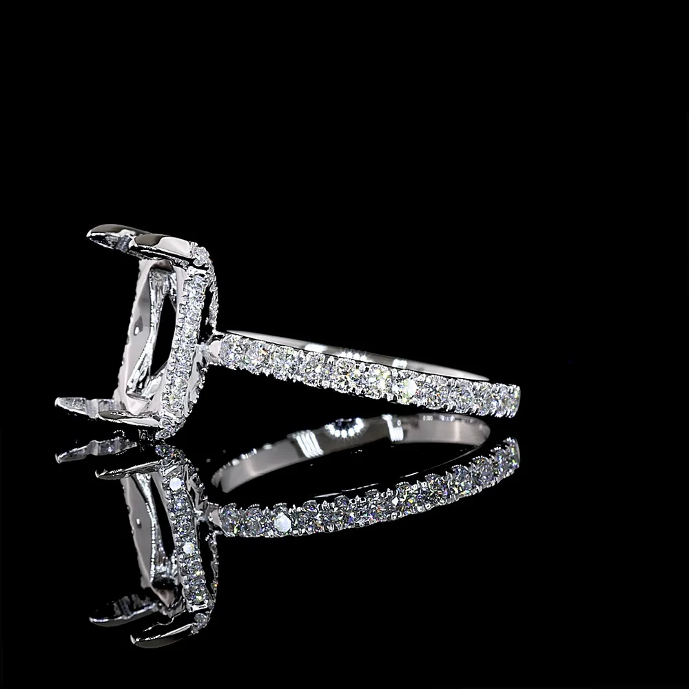 14K White Gold Radiant Cut Hidden Halo Ring with Lab Diamonds - 3.07 Carat Center E VVS2 and 3.69 Carat Total Diamond Weight - Covaloro Fine Jewelry - Image 3