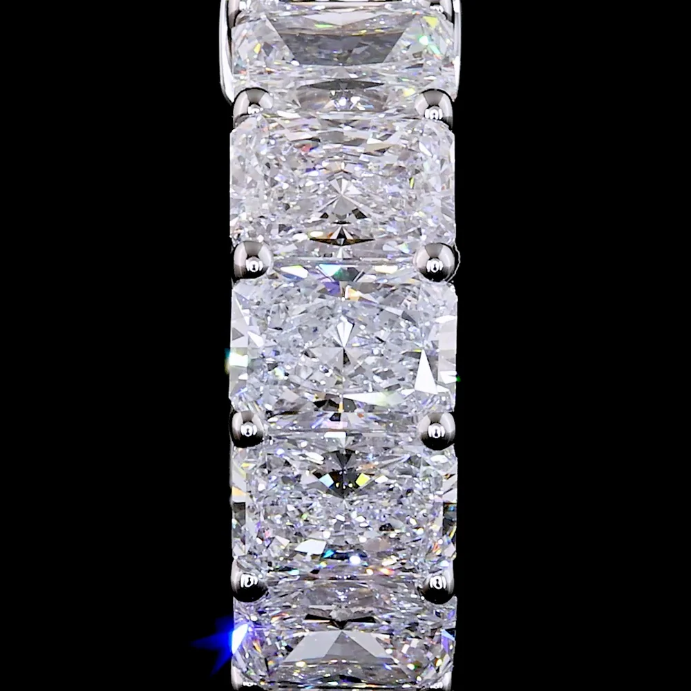 14K White Gold Radiant Cut Huggie Earrings with Lab Grown Diamonds - 2.80 Carat Total Weight, 20 Stones, E-F VS Clarity - Covaloro Fine Jewelry - Image 3