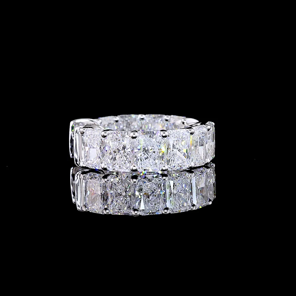 14K White Gold Radiant Cut Huggie Earrings with Lab Grown Diamonds - 2.80 Carat Total Weight, 20 Stones, E-F VS Clarity - Covaloro Fine Jewelry - Image 4