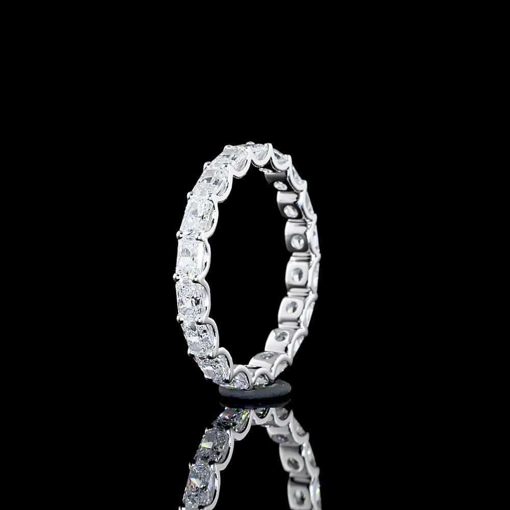 14K White Gold Radiant Cut Lab Diamond East West 3/4 Eternity Band - 2.01 Carat Total Weight, E-F Color VS2 Clarity - Covaloro Fine Jewelry