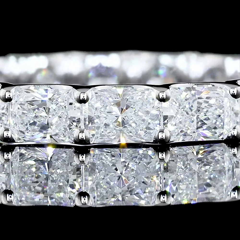 14K White Gold Radiant Cut Lab Diamond East West 3/4 Eternity Band - 2.01 Carat Total Weight, E-F Color VS2 Clarity - Covaloro Fine Jewelry - Image 3