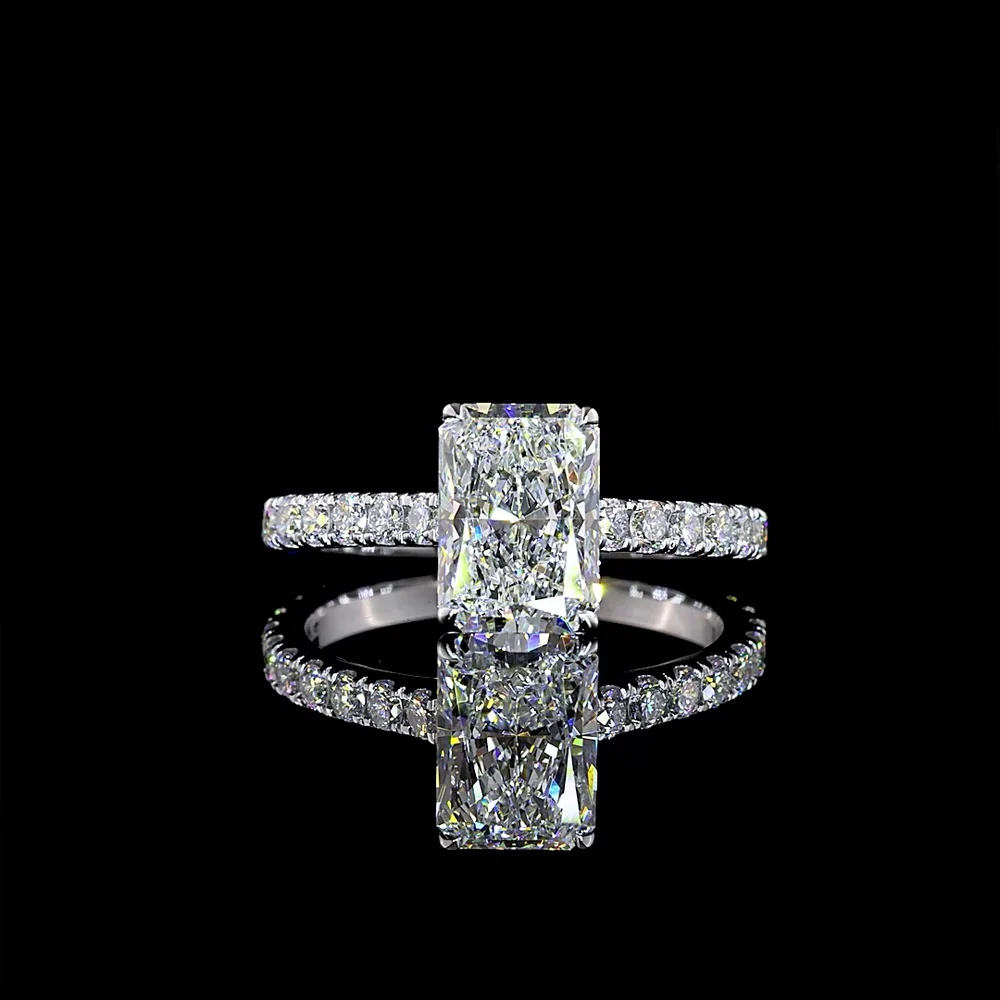 14K White Gold Radiant Cut Lab Diamond Engagement Ring with 2.05 Carat Center Stone and Accented Shank - 2.73 Total Carat Weight, IGI Certified - Covaloro Fine Jewelry