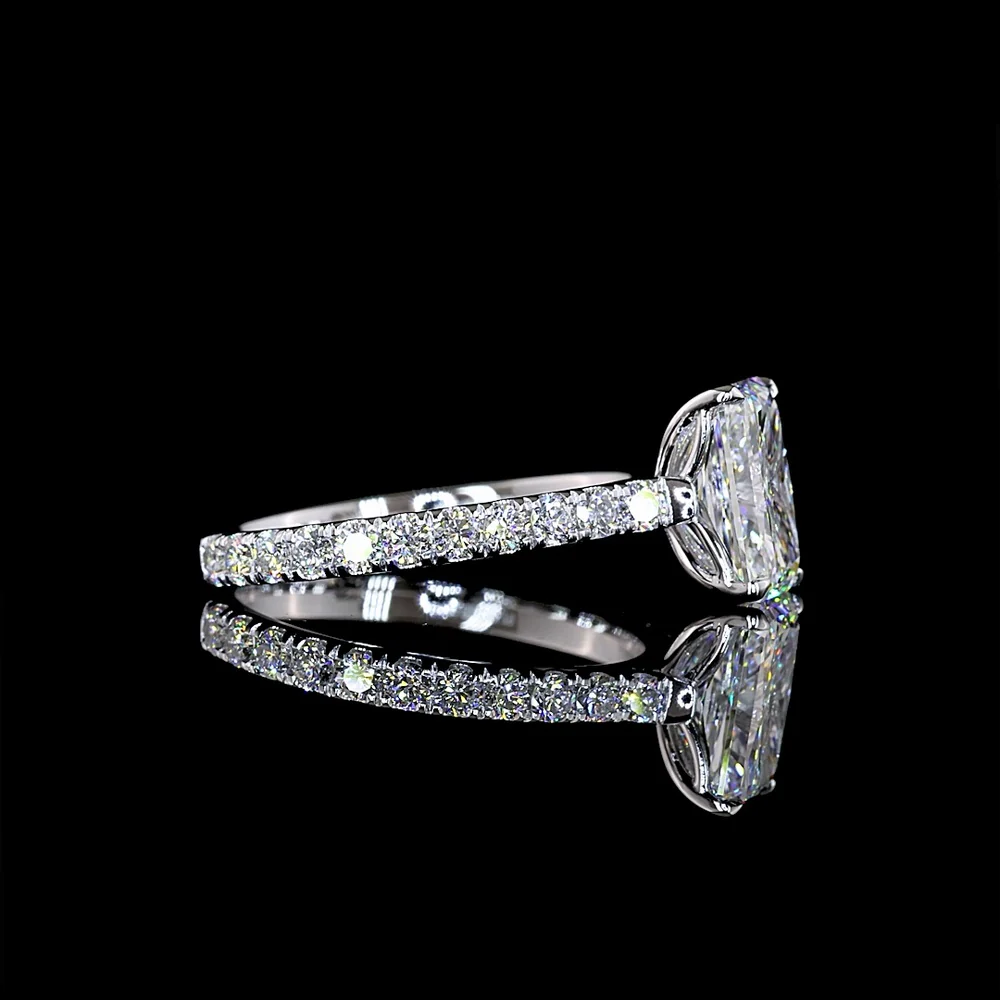 14K White Gold Radiant Cut Lab Diamond Engagement Ring with 2.05 Carat Center Stone and Accented Shank - 2.73 Total Carat Weight, IGI Certified - Covaloro Fine Jewelry - Image 2