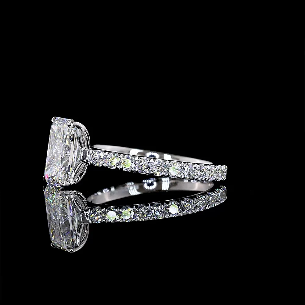14K White Gold Radiant Cut Lab Diamond Engagement Ring with 2.05 Carat Center Stone and Accented Shank - 2.73 Total Carat Weight, IGI Certified - Covaloro Fine Jewelry - Image 3
