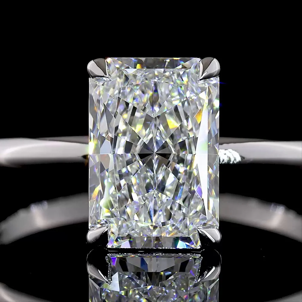 14K White Gold Radiant Cut Lab Diamond Solitaire Ring - 2.06 Carat E VS1 IGI Certified North-South Prong Setting - Covaloro Fine Jewelry - Image 2