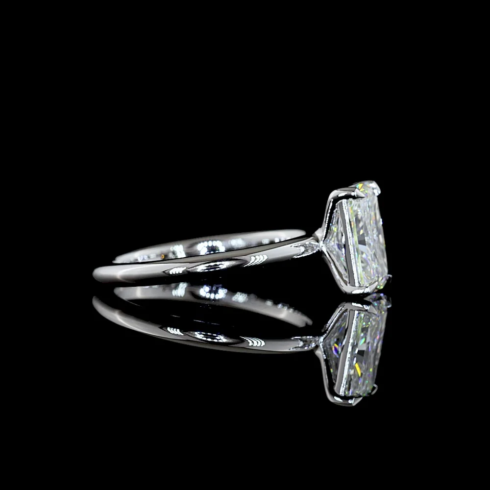 14K White Gold Radiant Cut Lab Diamond Solitaire Ring - 2.06 Carat E VS1 IGI Certified North-South Prong Setting - Covaloro Fine Jewelry - Image 3