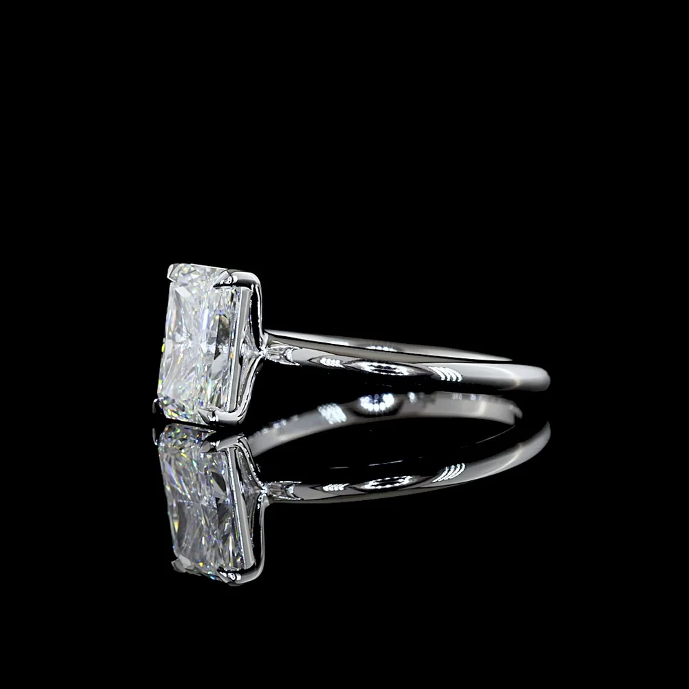14K White Gold Radiant Cut Lab Diamond Solitaire Ring - 2.06 Carat E VS1 IGI Certified North-South Prong Setting - Covaloro Fine Jewelry - Image 4