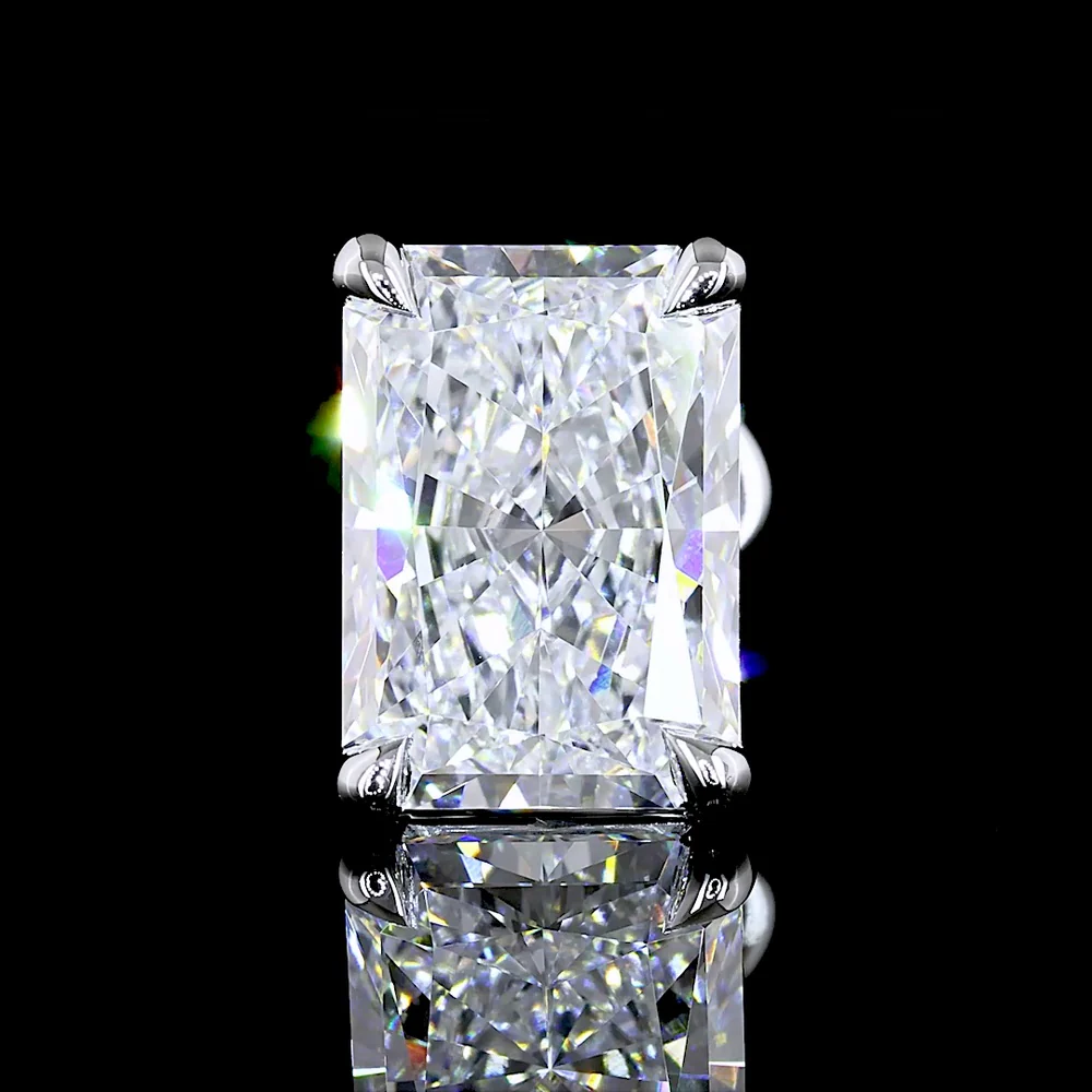 14K White Gold Radiant Cut Lab Diamond Stud Earrings - 3.94 Total Carat Weight, E VVS2 Clarity, Four-Prong Setting - Covaloro Fine Jewelry - Image 3