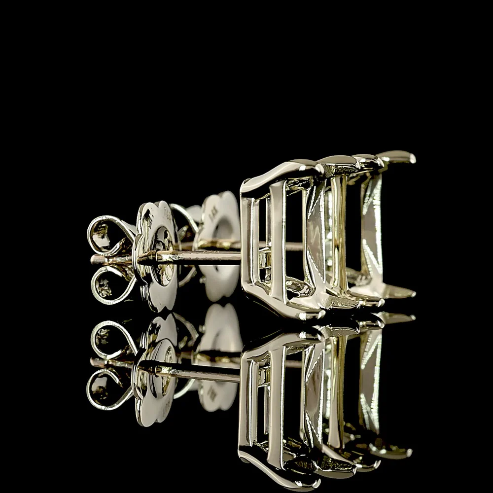 14K White Gold Radiant Cut Lab Diamond Stud Earrings - 4.18 Carats Total Diamond Weight (2.09 Carats Each) - GIA Certified D VS1 - Covaloro Fine Jewelry - Image 2