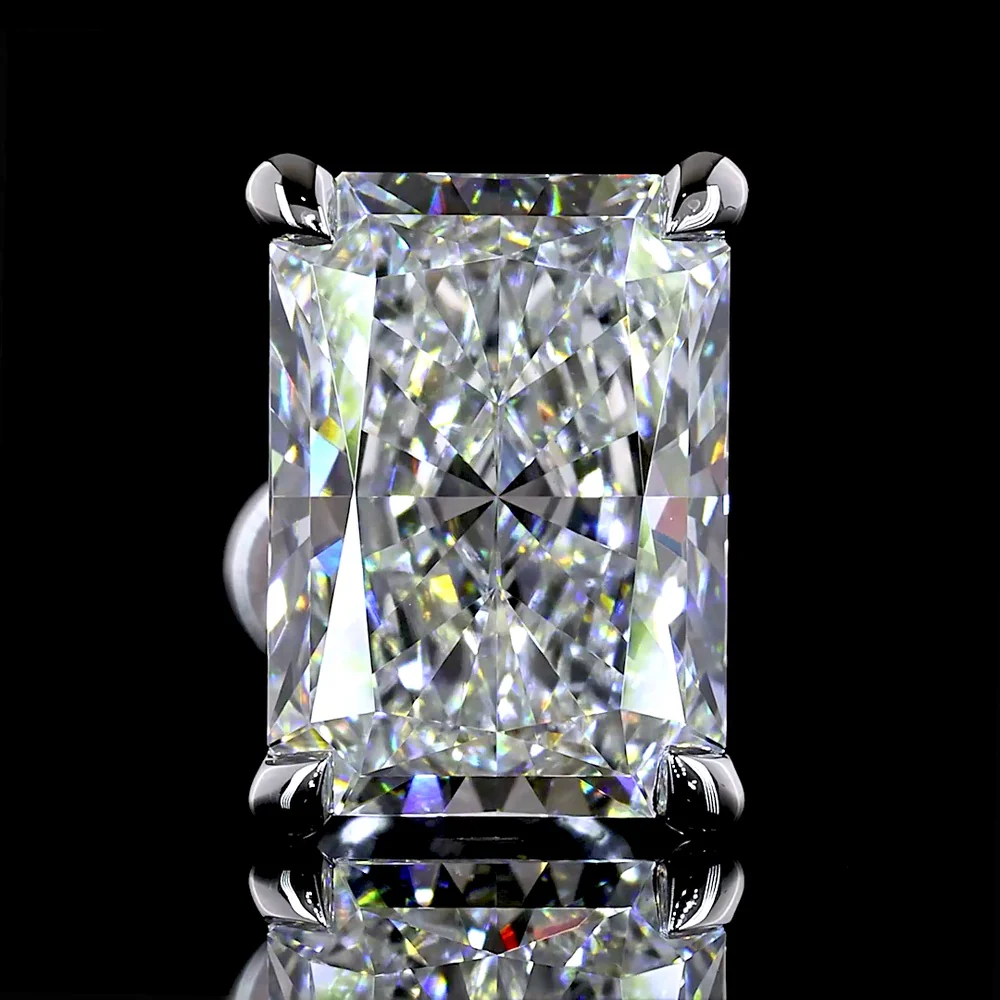 14K White Gold Radiant Cut Lab Diamond Stud Earrings with North-South 4-Prong Setting - 4.26 Carat Total Weight (2.13 Carats Each) - Covaloro Fine Jewelry - Image 3