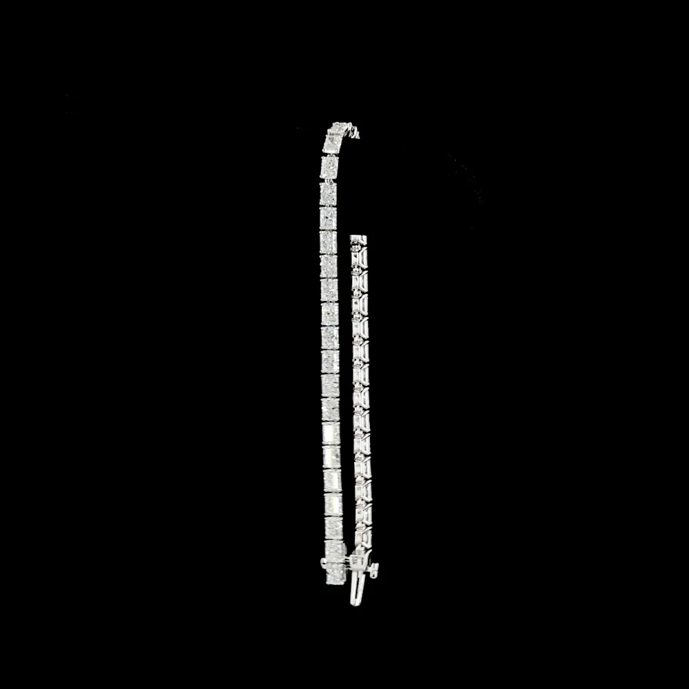 14K White Gold Radiant Cut Lab Diamond Tennis Bracelet - 38 Stones East-West Prong Set, 8.89 Carats Total Weight, E-F Color VS2 Clarity - Covaloro Fine Jewelry - Image 3