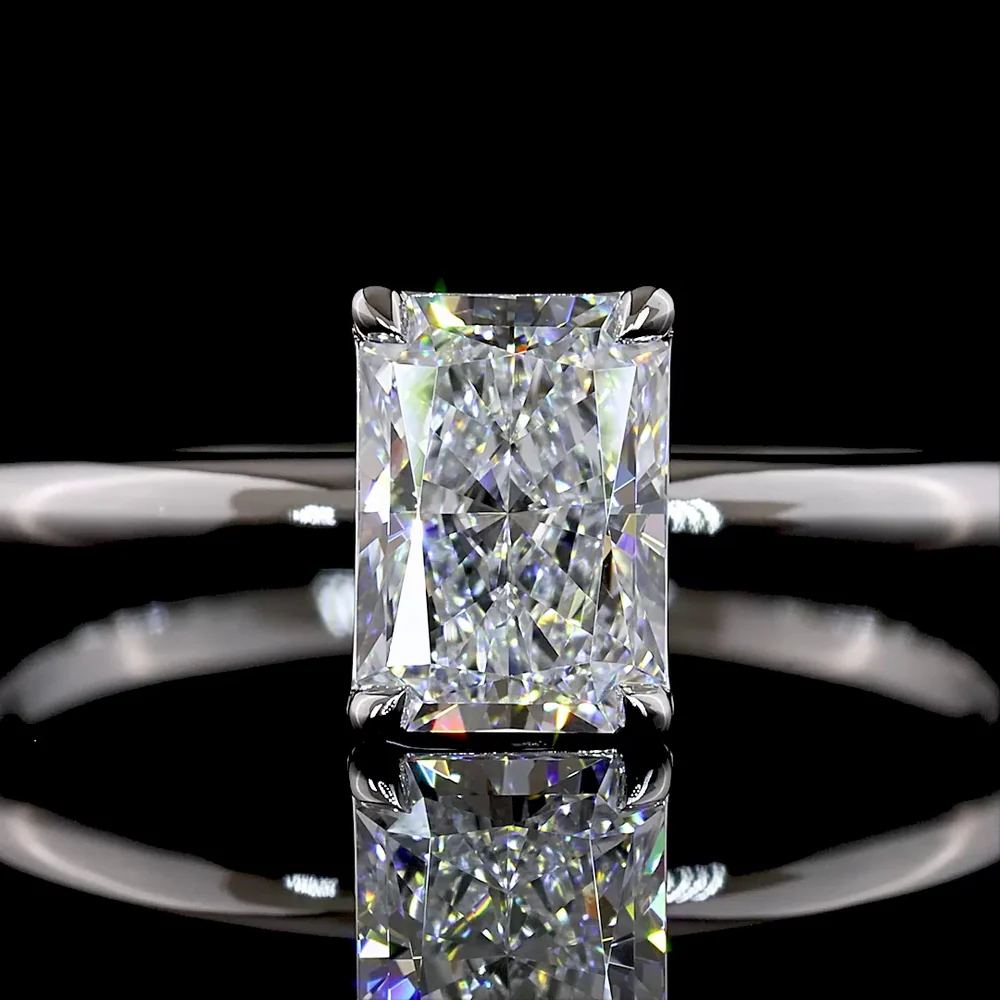 14K White Gold Radiant Cut Solitaire Ring with D VS2 Lab Diamond - 1.00 Carat Total Diamond Weight - Covaloro Fine Jewelry - Image 2