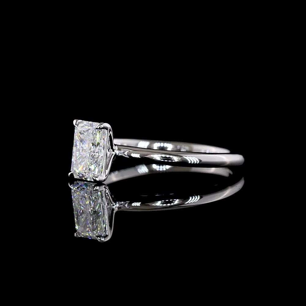 14K White Gold Radiant Cut Solitaire Ring with D VS2 Lab Diamond - 1.00 Carat Total Diamond Weight - Covaloro Fine Jewelry - Image 4