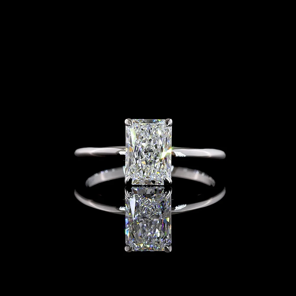 14K White Gold Radiant Cut Solitaire Ring with IGI Certified 1.57 Carat Lab Grown D VVS2 Diamond - Covaloro Fine Jewelry