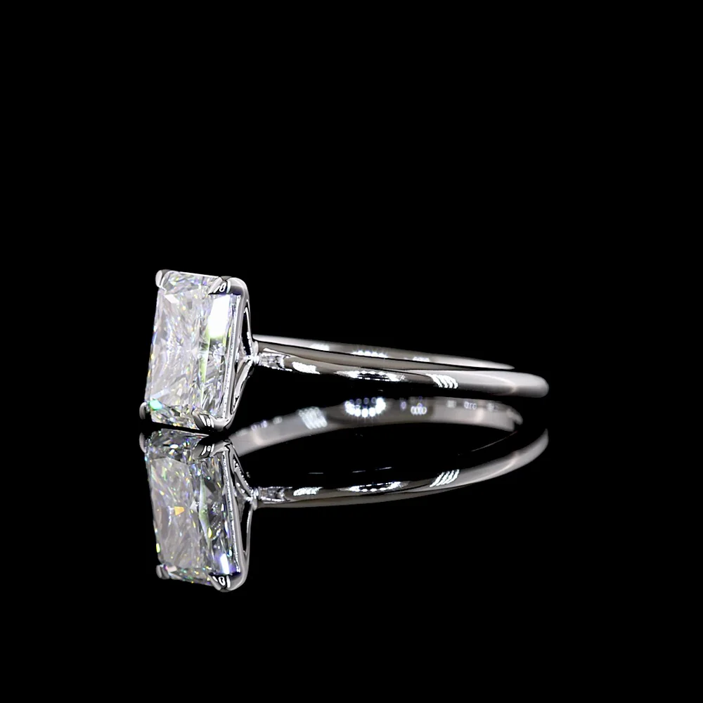 14K White Gold Radiant Cut Solitaire Ring with IGI Certified 1.57 Carat Lab Grown D VVS2 Diamond - Covaloro Fine Jewelry - Image 3