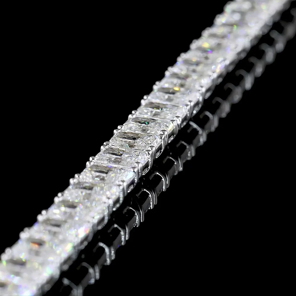 14K White Gold Radiant Cut Tennis Bracelet with North-South Set Lab Diamonds - 13.25 Carats Total Diamond Weight - Covaloro Fine Jewelry - Image 3