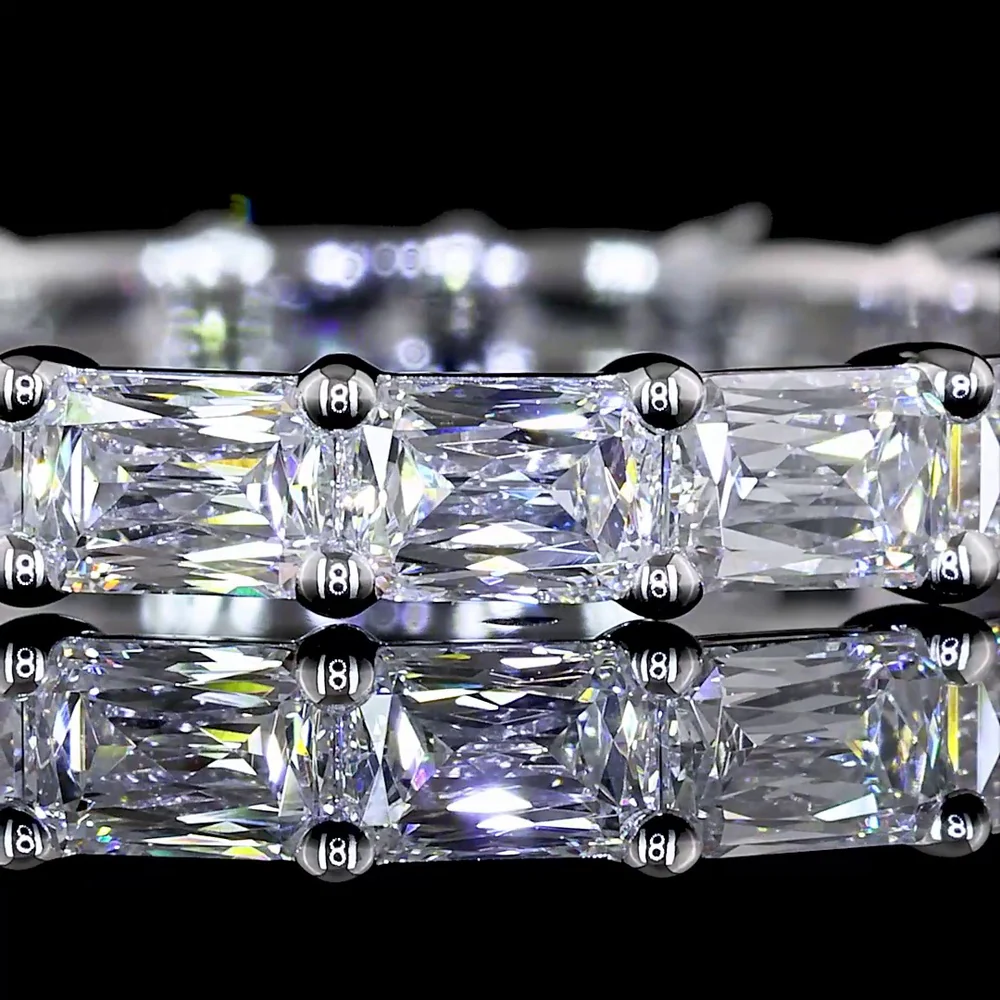 14K White Gold Radiant Modified Cut Diamond Eternity Band - East-West Prong Set, 2.38 Carat Total Lab Diamond Weight, E-F Color VS Clarity - Covaloro Fine Jewelry - Image 2